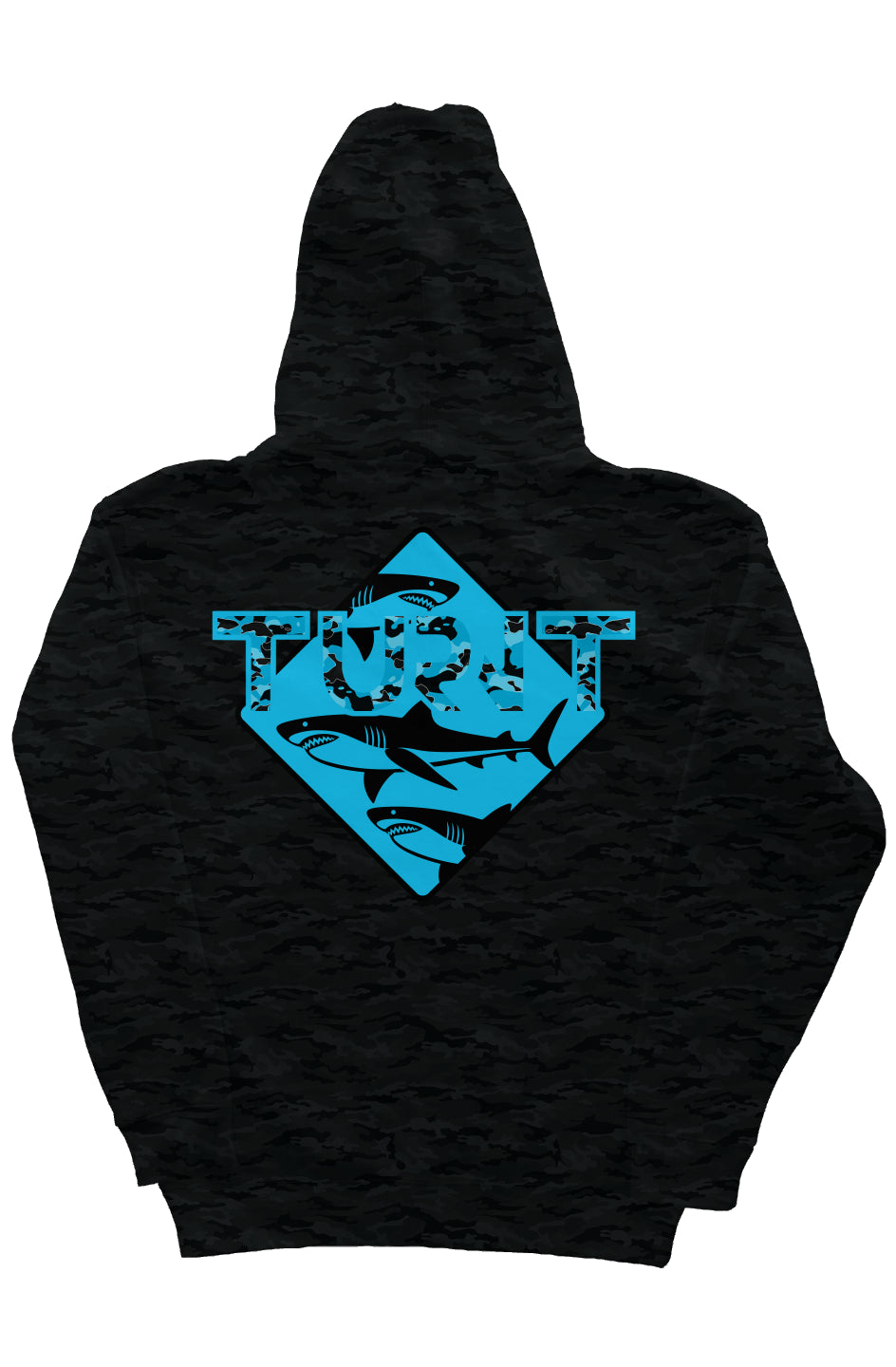 Black Camo Heavyweight Hoodie (Turnt Shark - Blue)